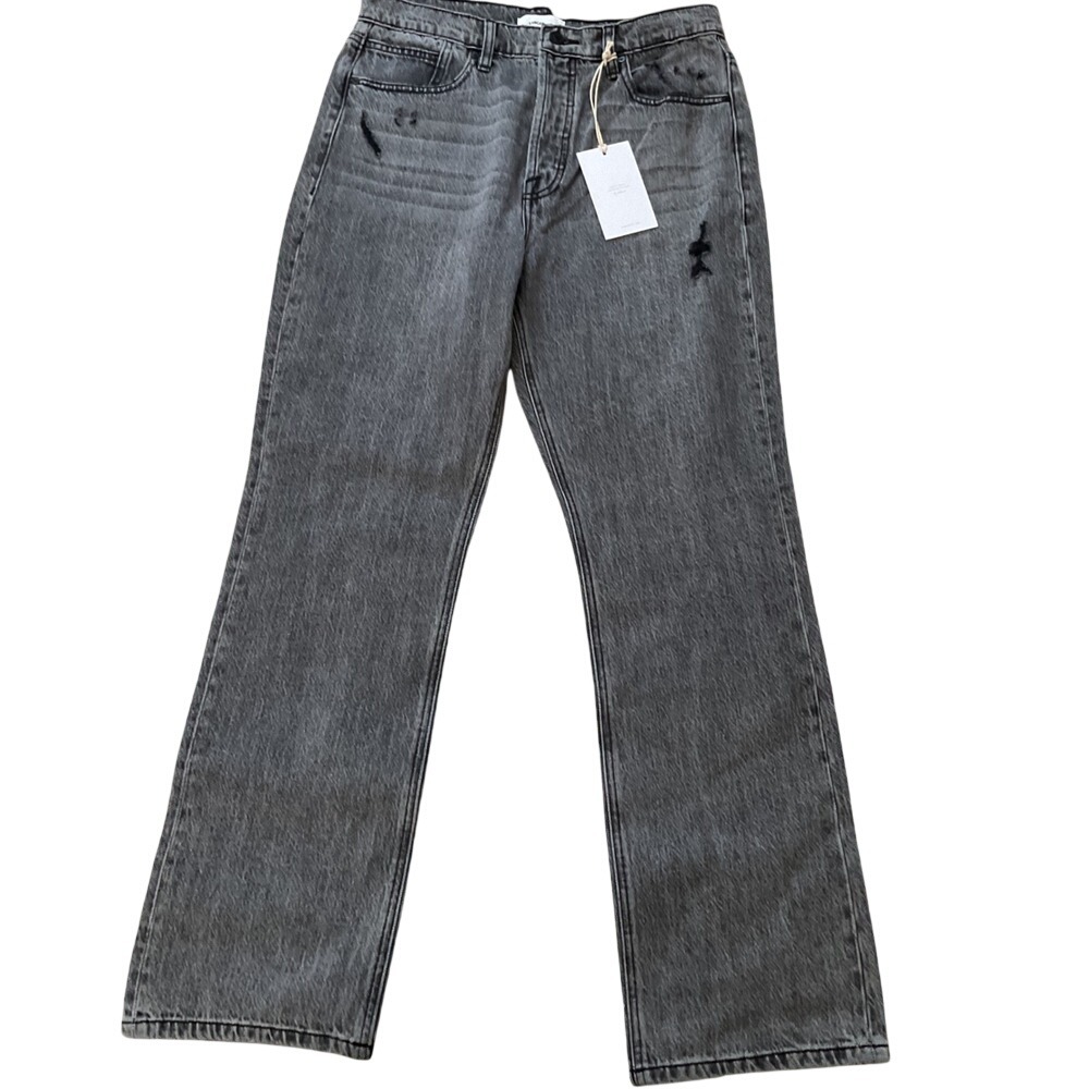 Kancan Premier High Rise Straight Leg Jeans Faded‎ Black Distressed Size 9/28